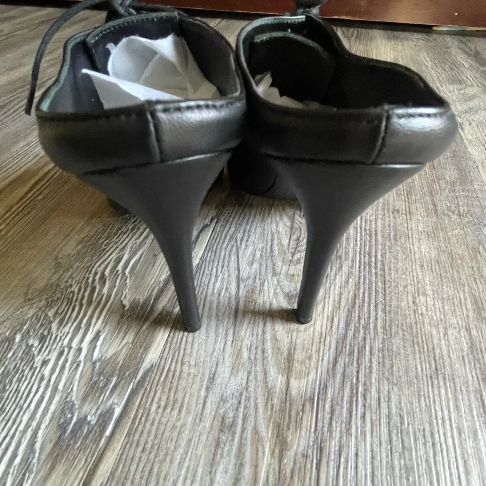 Barneys New York Black Lace-Up Heels